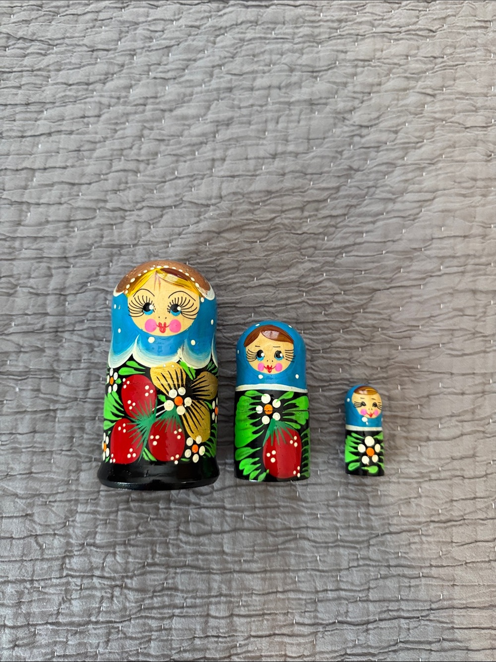 Russian Hand Painted Nesting Dolls Set of 3